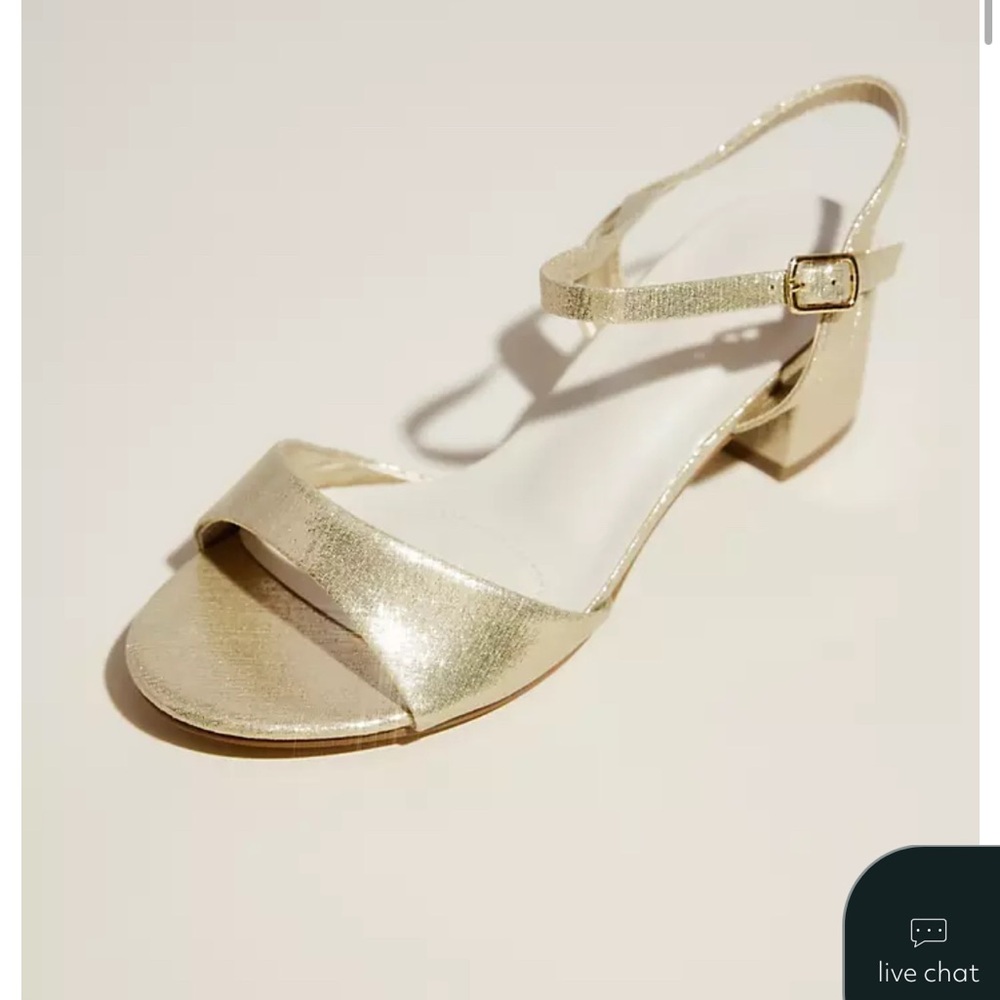 David’s Bridal Short Block Heel Sandal in champagne.